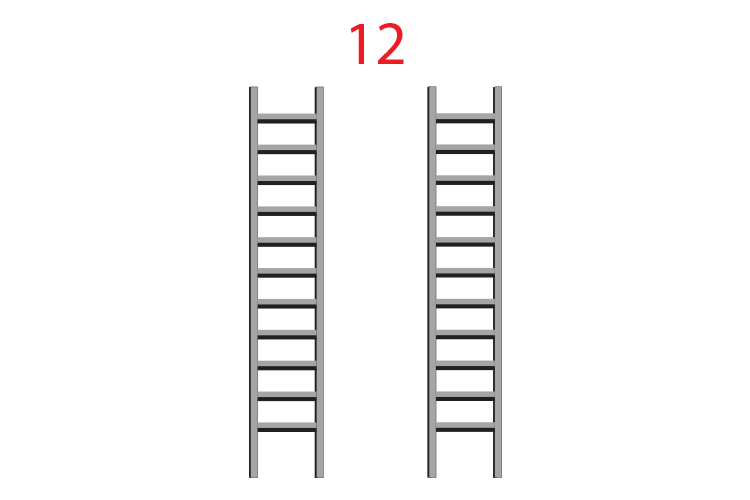 Draw 2 ladders below a number side by side